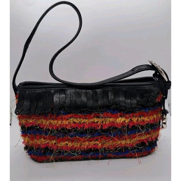 Y2K Brighton Small Fringed Eyelash Rainbow Handbag Purse Small Leather Fiesta - Picture 4 of 9